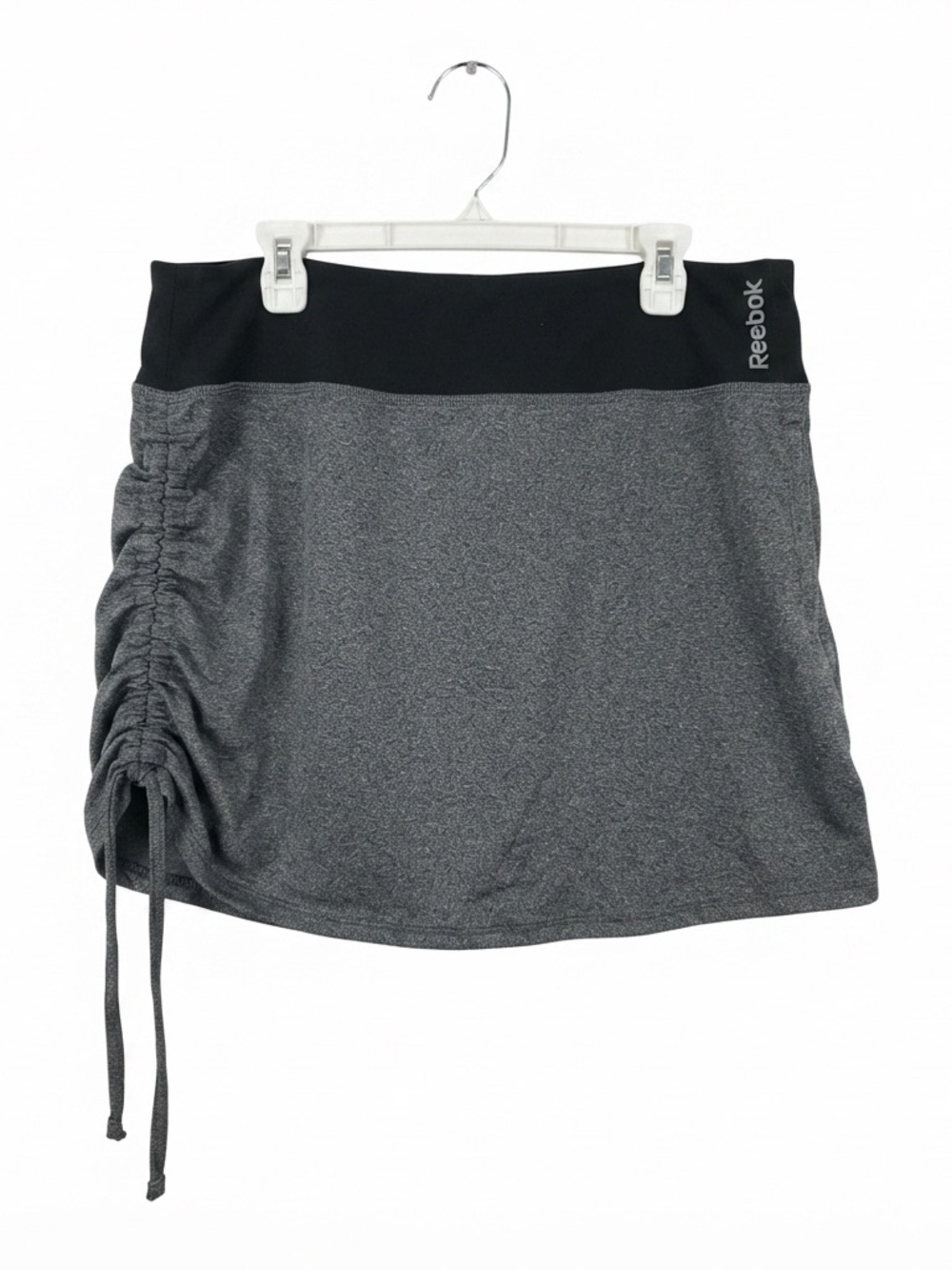 Reebok Black and Gray Heather Athletic Skort with Side Ruched Ties